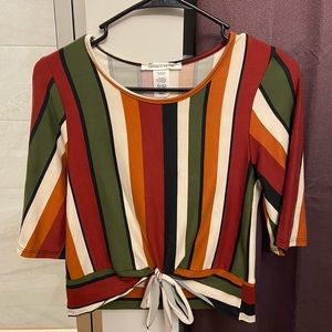 Striped Front Tie Top